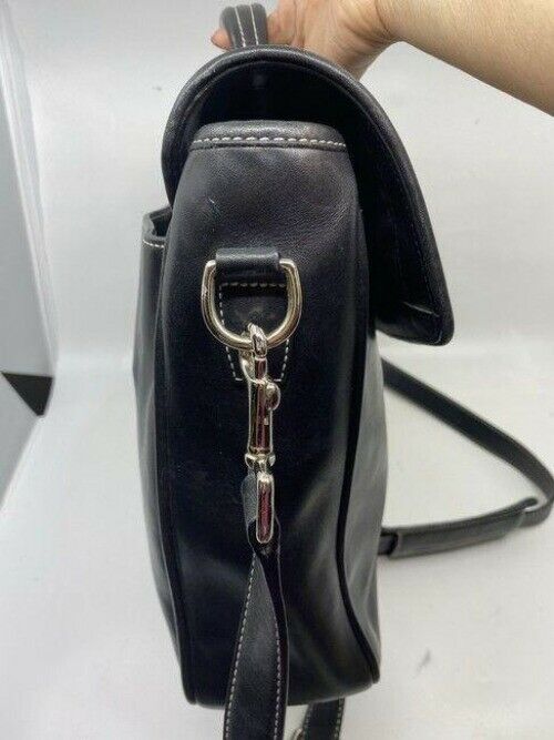 coach vintage black leather messenger bag