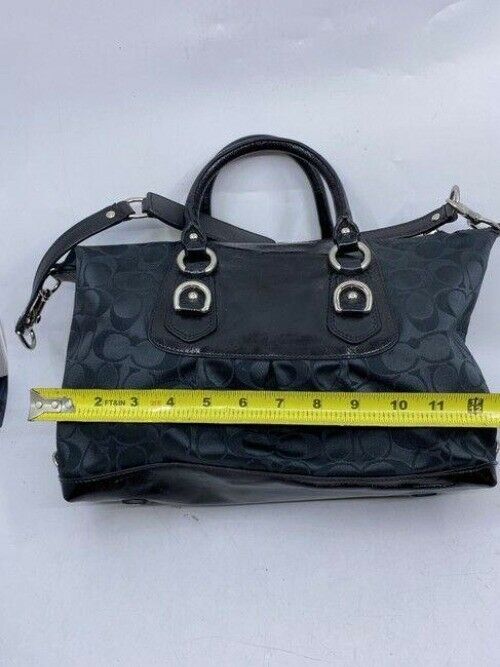 coach medium material black fabric shoulder bag