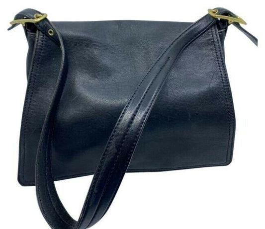 coach vintage black leather shoulder bag
