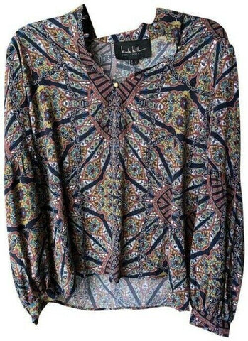 Nicole Miller Black Coral White Small Msrp Blouse