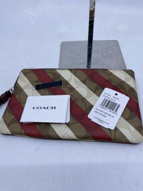 coach stripe red white wristlet