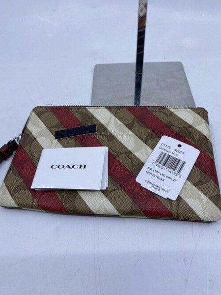 coach stripe red white wristlet