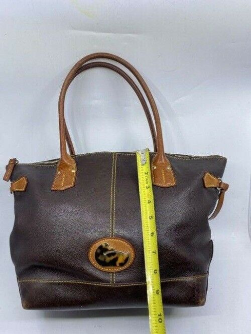 dooney and bourke large brown leather shoulder bag