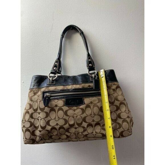 COACH Large Tan Black Jacquard Fabric Tote Bag