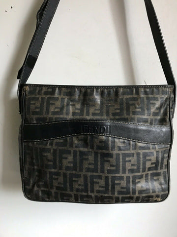 FENDI Vintage Large Leather Monogram Crossbody