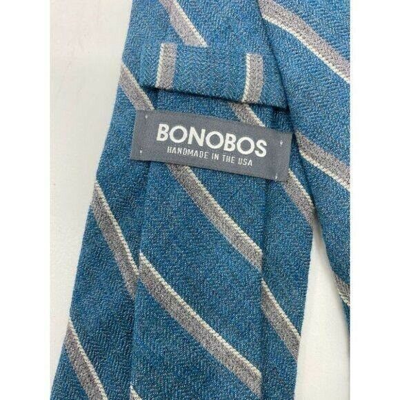 New! BONOBOS Teal Gray Striped Premium Neck Tie