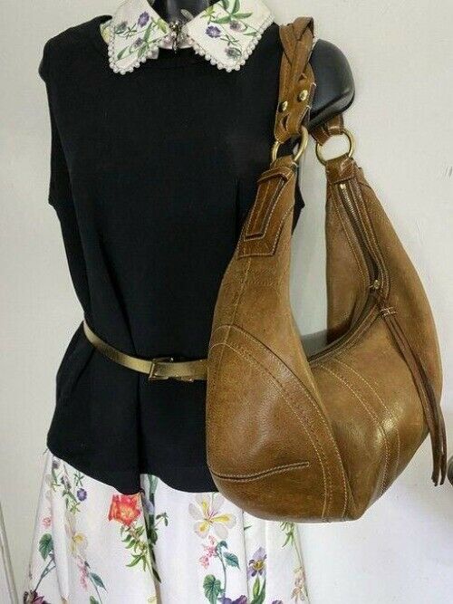 coach large brown leather shoulder bag