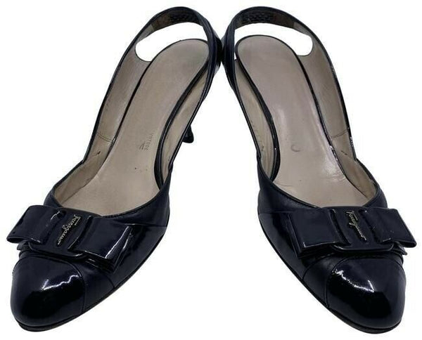 Salvatore Ferragamo Black Mara Bow Pumps Size Us
