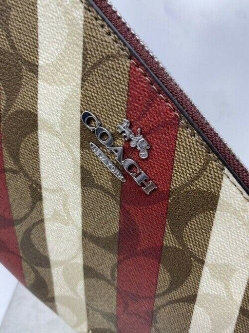 coach stripe red white wristlet