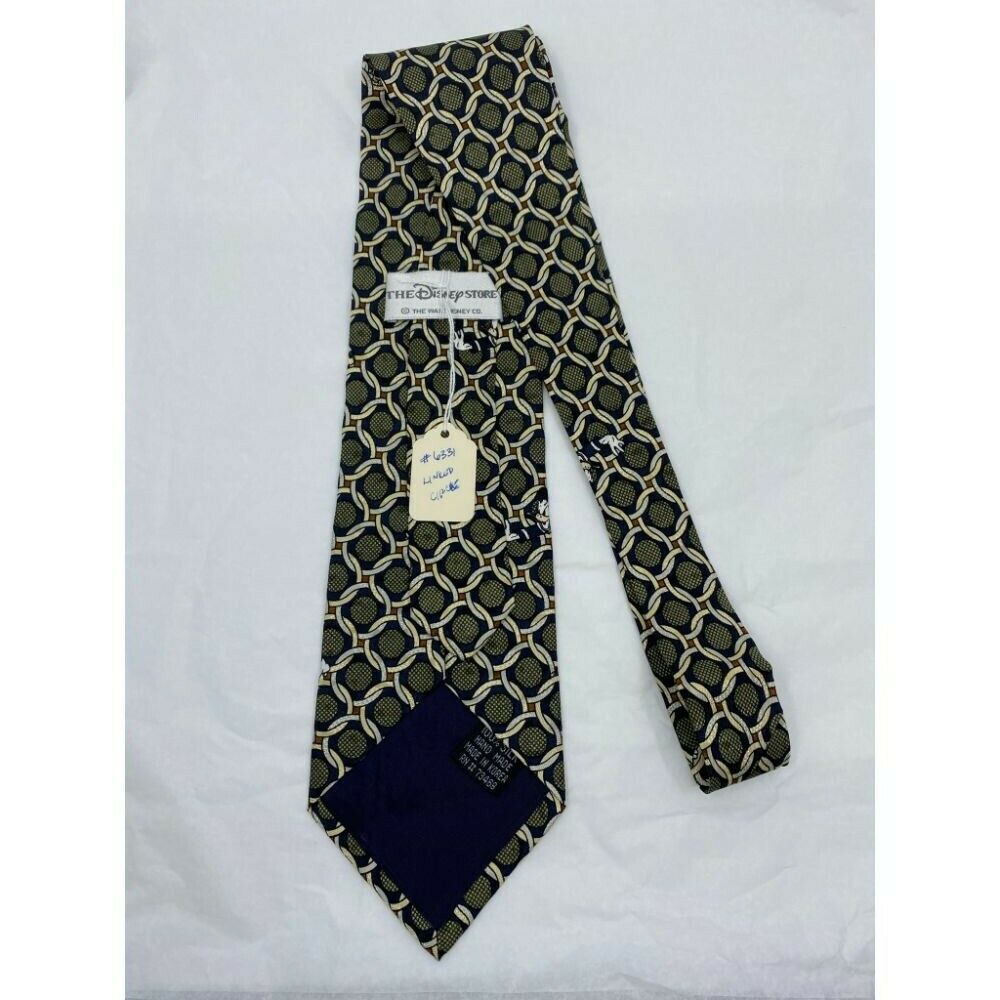 MICKEY MOUSE Disney Neck Tie Black Green Cream Hand Made 100% Silk