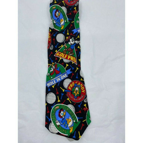 MICKEY MOUSE Disney Neck Tie Black Green Red Hand Made 100% Silk