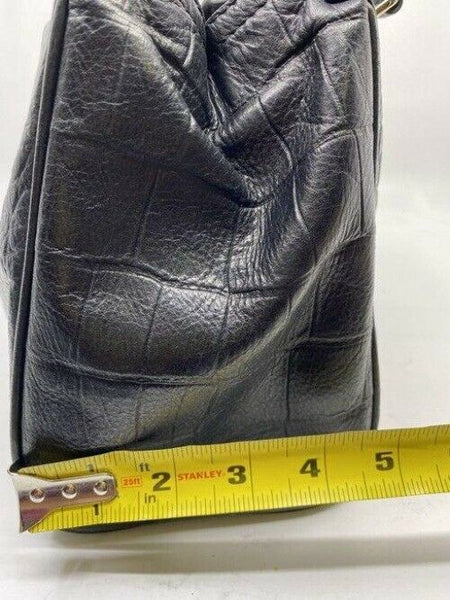 cole haan croc embossed handbag black leather tote