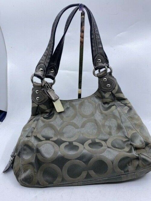 Coach Eddie Triple Compartment Gray Fabric Shoulder Bag