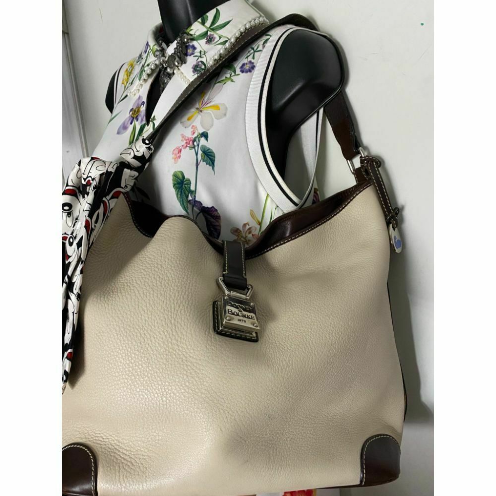 DOONEY & BOURKE Vintage White/ Brown Hobo Bag w/ detachable Mickey Mouse Sash