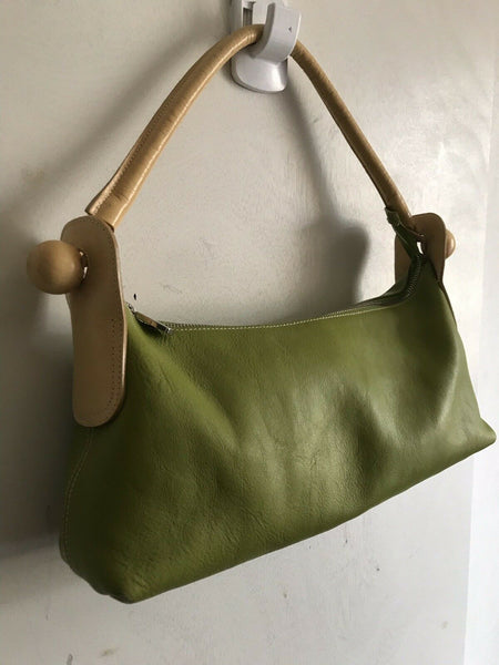 Furla Medium Green Leather Shoulder Bag