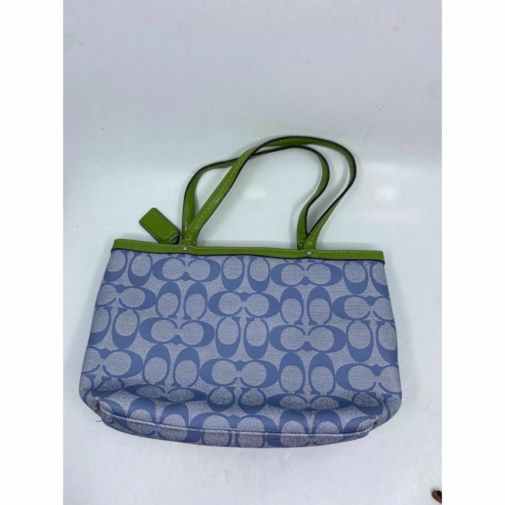 Coach Green Blue Coated Canvas Signature Handbag