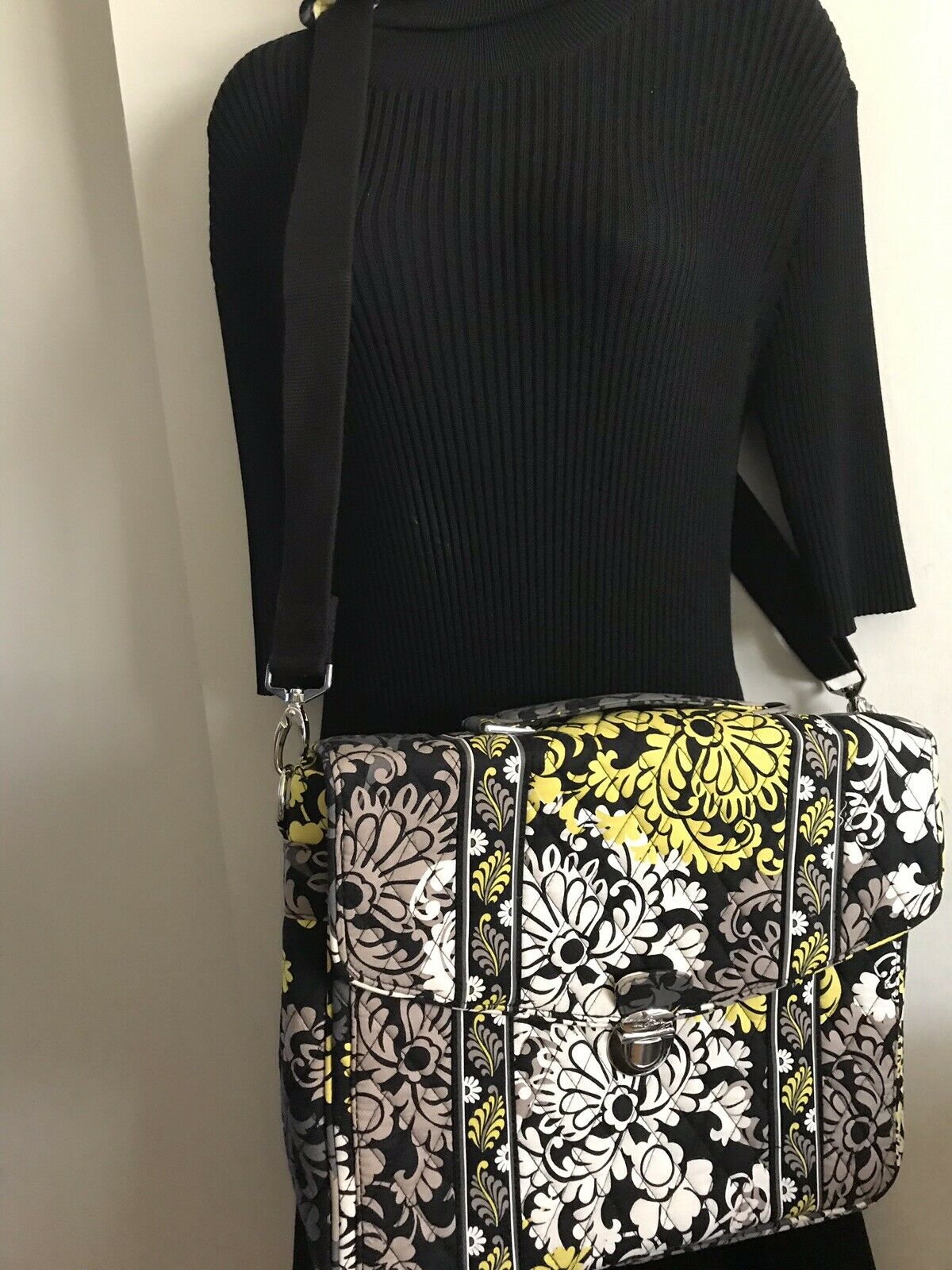 Vera Bradley Yellow/ Black Messenger/ Computer Bag