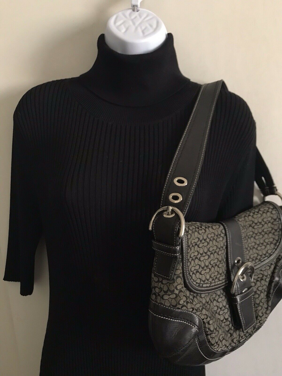COACH Black Jacquard Buckle Bag