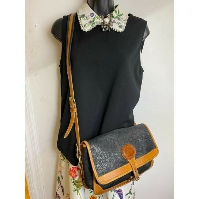 dooney and bourke vintage black orange leather cross body bag
