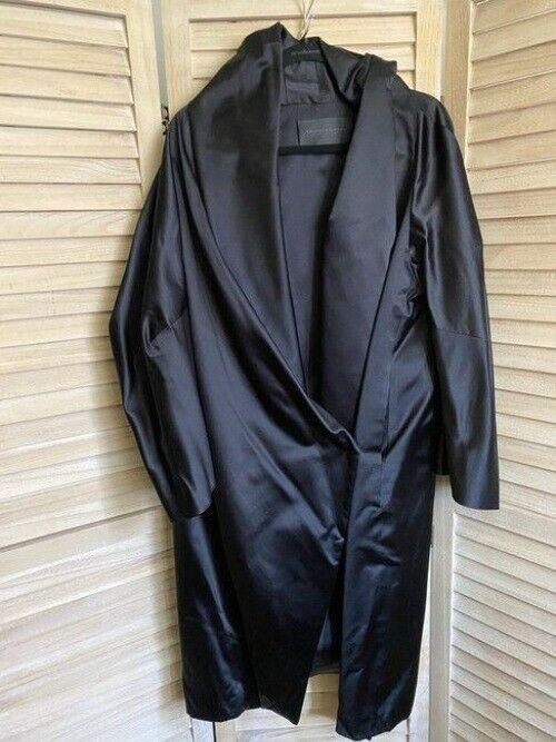 donna karan black new collection silk coat runway piece msrp
