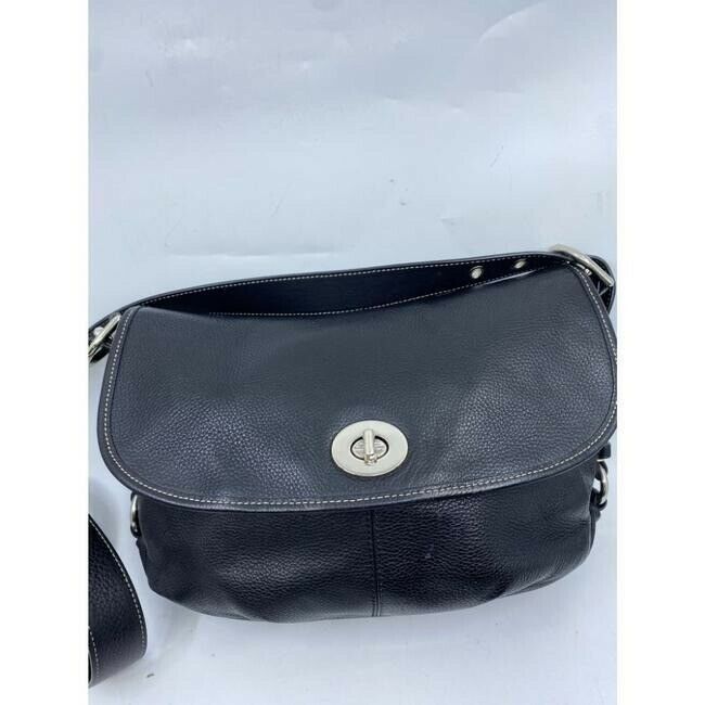 coach medium w adjustable strap black leather cross body bag