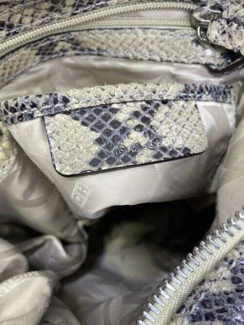 michael kors bag snake print beige leather tote