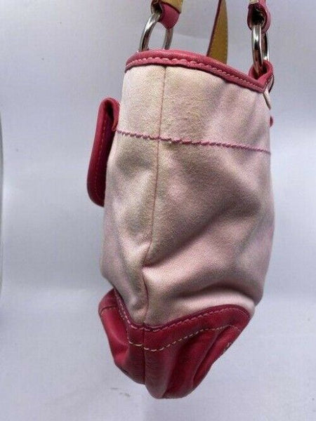 coach medium material pink fabric shoulder bag