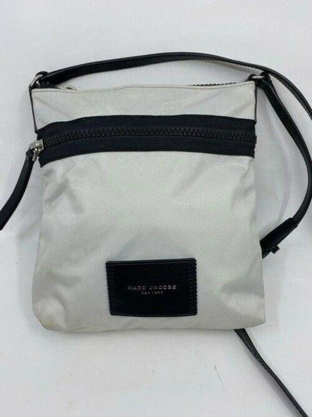 marc jacobs white black nylon fabric cross body bag