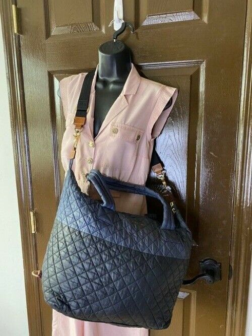 Mz Wallace Sutton Blue Black Fabric Cross Body Bag