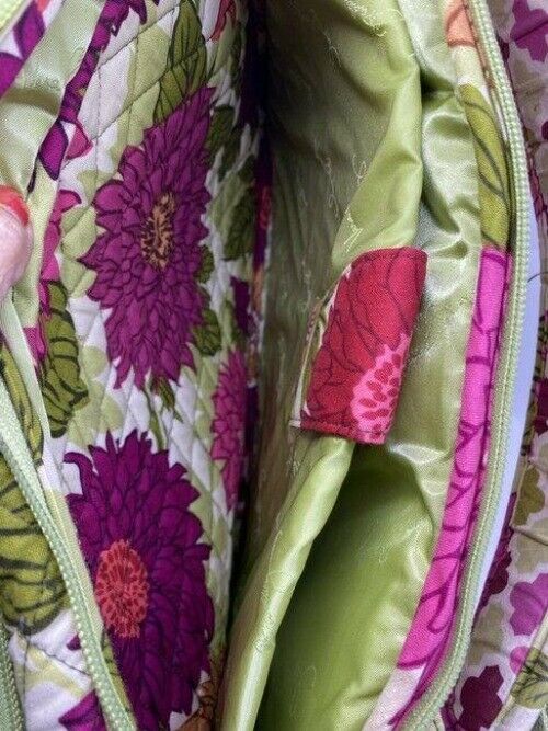 vera bradley quilted large purple green white backpack