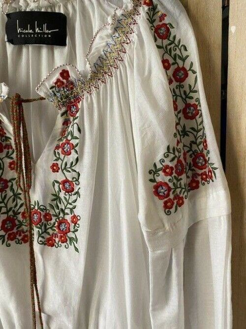 Nicole Miller white new embroidery msrp short formal dress