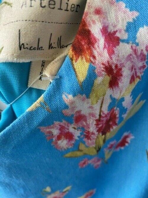 Nicole Miller blue floral linen skirt and set msrp blouse