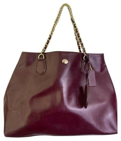 COACH XL Burgundy Leather Shopping Tote Bag