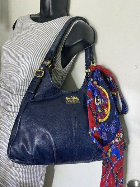coach tote w large bag tote w detachable specialty navy leather shoulder bag