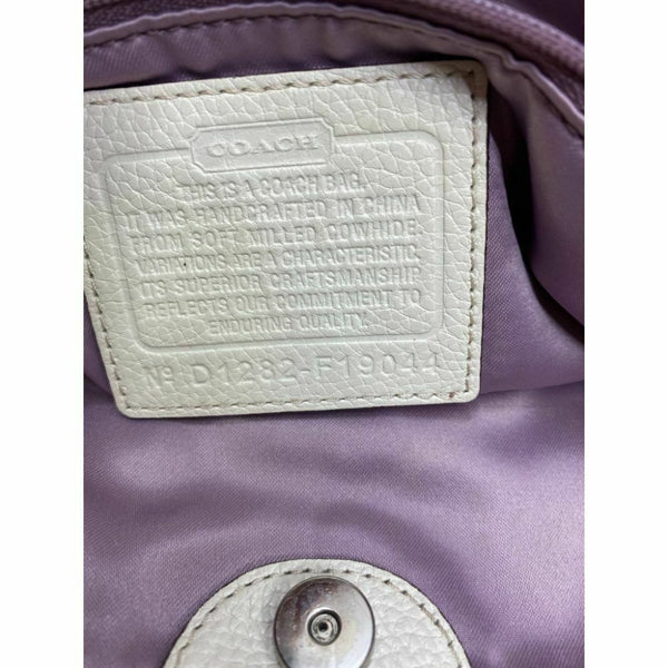 COACH Medium/ Large Leather Tan White Shoulder Bag
