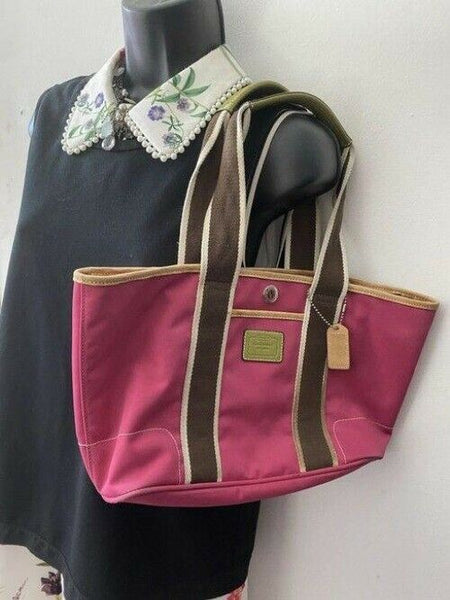 coach large pink nylon shoulder bag