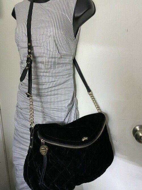 Juicy Couture Large Flap Msrp Black Velvet Cross Body Bag