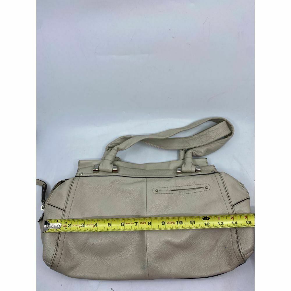B. makowsky Cream Leather Shoulder Bag