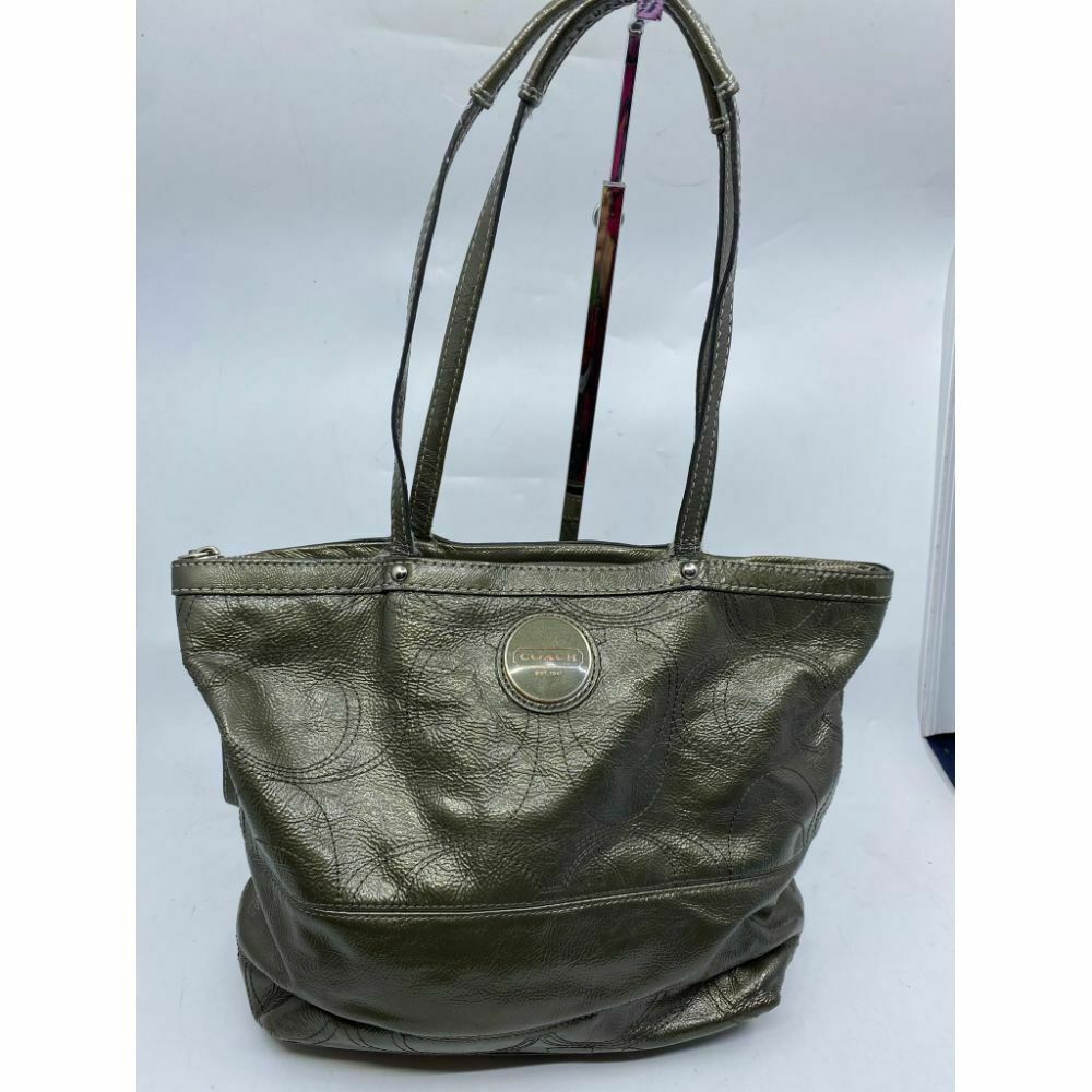 COACH Large Patent Leather Silver Gold Shoulder Bag