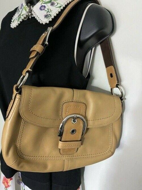 coach tan leather shoulder bag