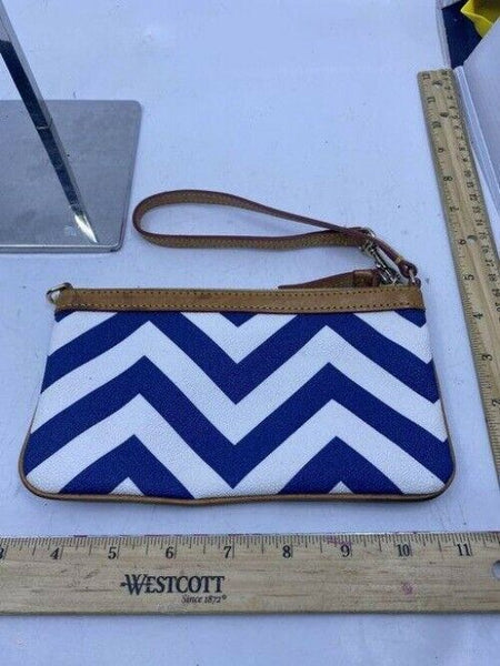 Dooney And Bourke And Stripped White Blue Wristlet