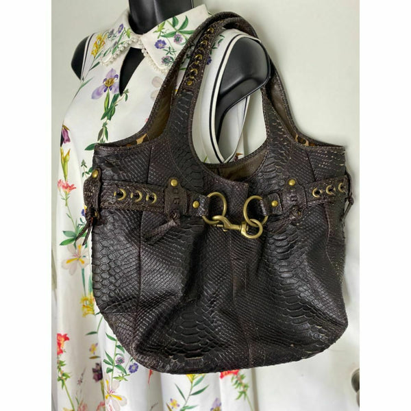 COACH XL Rare Python Print Leather Shoulder Bag