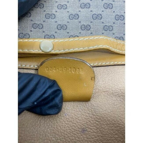 GUCCI Vintage Flap Coated Canvas Crossbody Bag w Leather trim