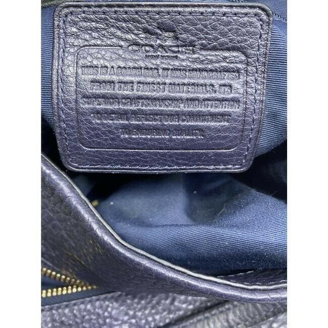 coach large eddie triple compartment navy leather shoulder bag