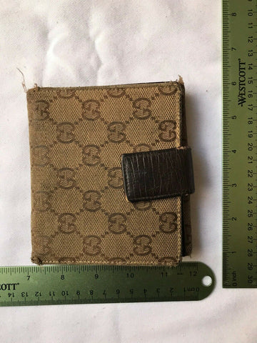 Gucci Beige Horsebit Vintage Web Gg Canvas Wallet