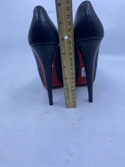 Christian Louboutin Black Lady Peep Leather Heels In Pumps Size Us