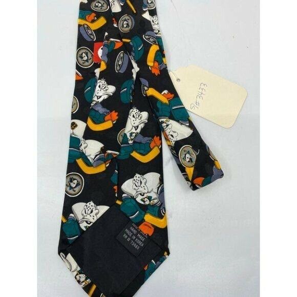 NWOT Disney Novelty Black Green Neck Tie Silk