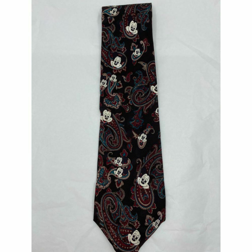 New! MICKEY MOUSE Disney Neck Tie Black Red White 100% Silk Handmade