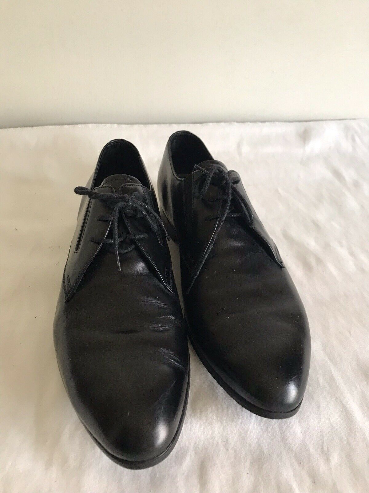 Prada Black Smooth Leather Oxfords
