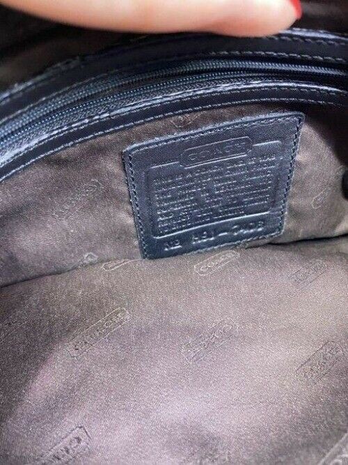 coach medium material black fabric shoulder bag